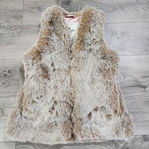 Abercrombie & Fitch Girls Beige Faux Fur Open Front Vest Size 7/8‎ NWOT